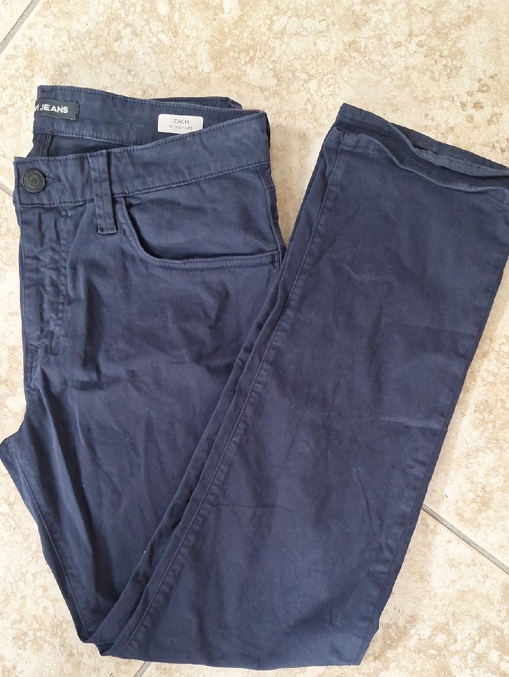 Mavi Zach Straight Leg Jeans in Dark Navy. Size:32